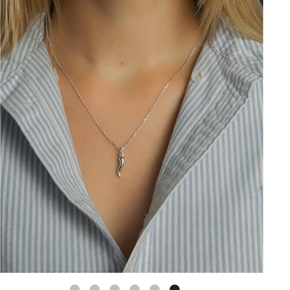 New Silver Italian horn necklace